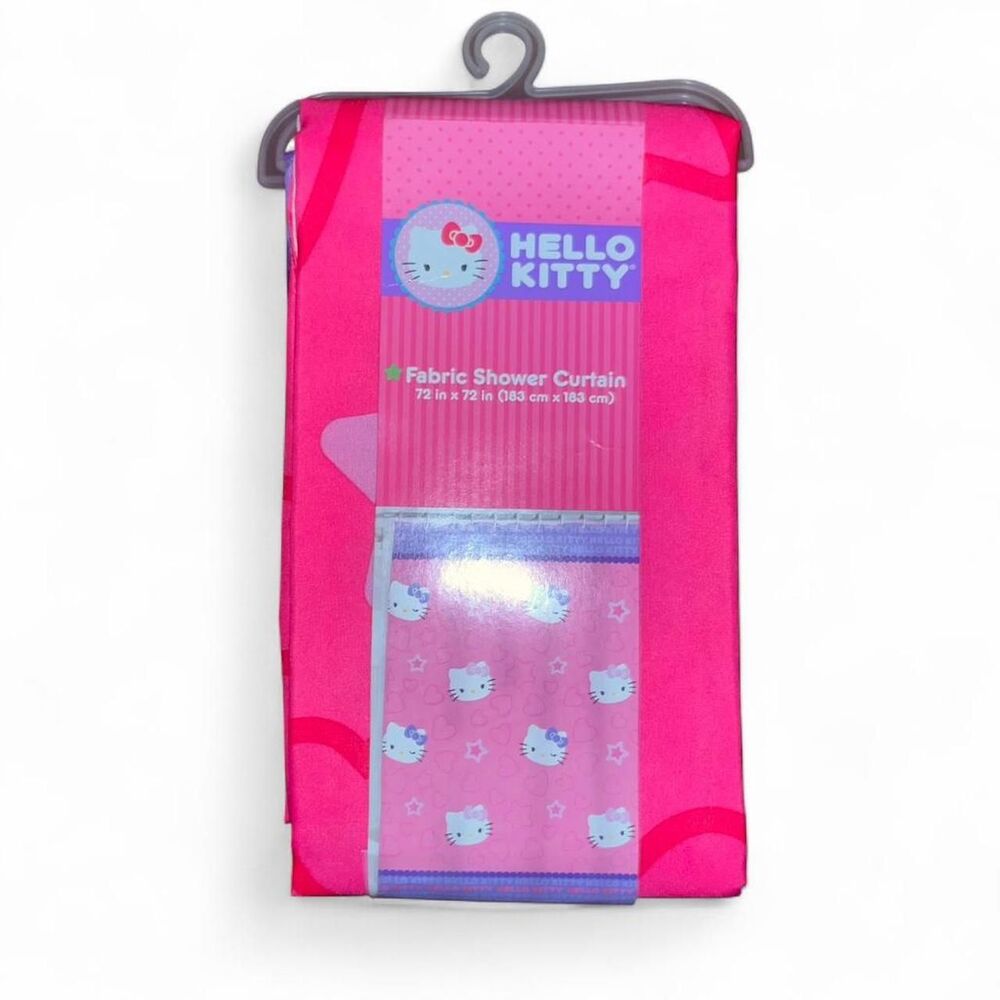 2014 Vintage Sanrio Hello Kitty Pink Fabric Shower Curtain NWT